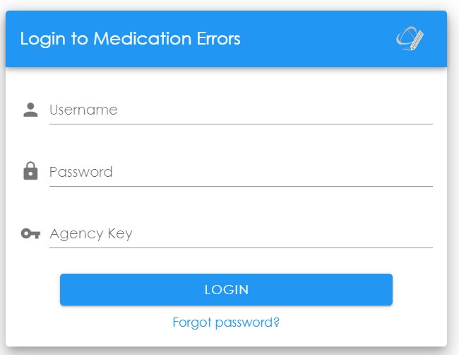 A login screen with blue text Description automatically generated